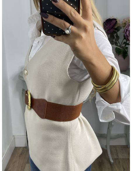 Cinturón elastico caramelo y dorado