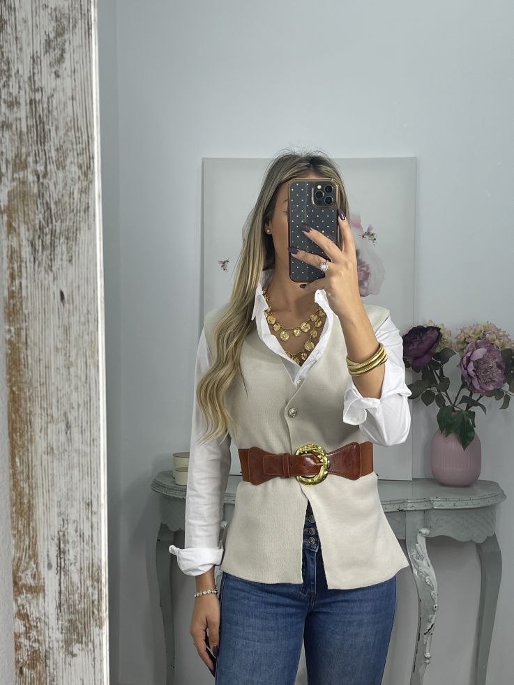 Cinturón elastico caramelo y dorado