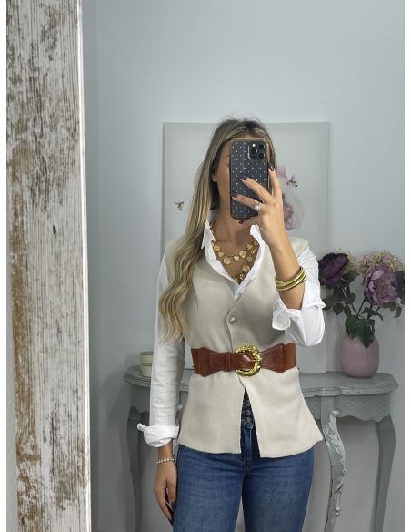 Cinturón elastico caramelo y dorado