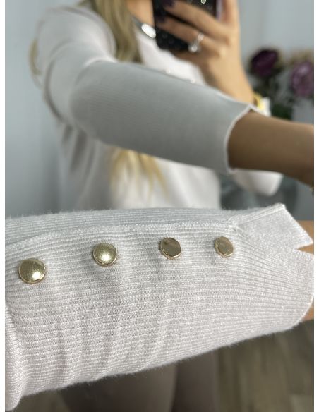 Jersey basic beige con botones en el puño