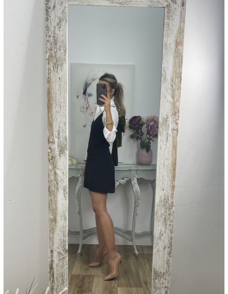 Vestido negro lazo terciopelo verde