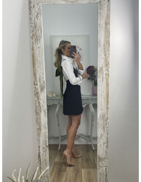 Vestido negro lazo terciopelo verde