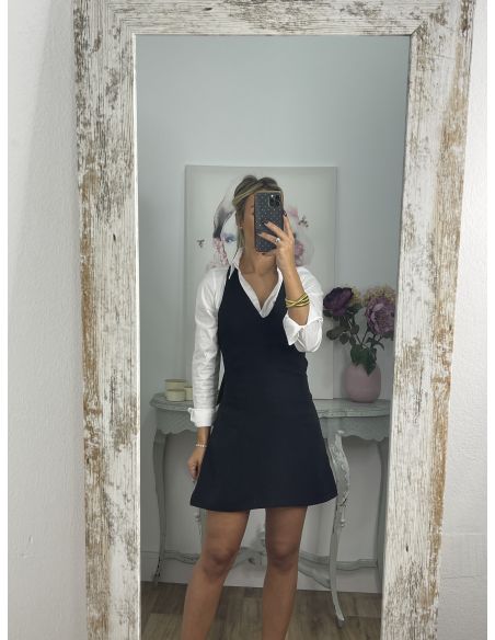 Vestido negro lazo terciopelo verde