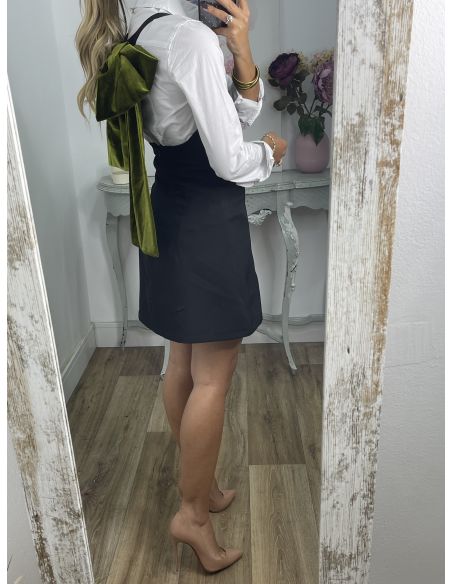 Vestido negro lazo terciopelo verde