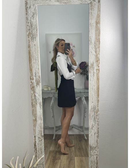 Vestido negro lazo terciopelo verde