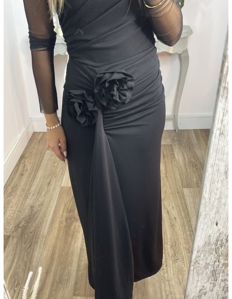 Falda con flores negra