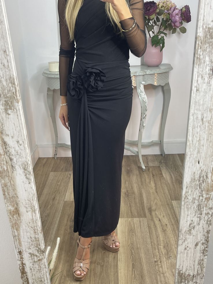 Falda con flores negra