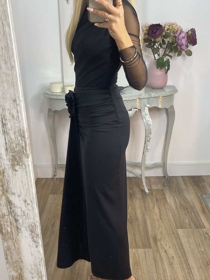 Falda con flores negra