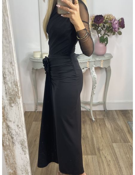 Falda con flores negra