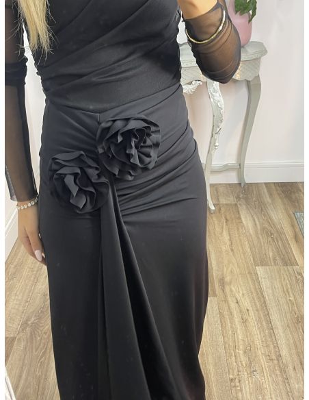 Falda con flores negra