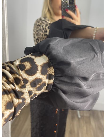 Camiseta print volante abullonado