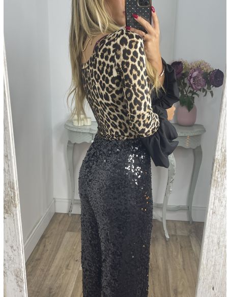 Camiseta print volante abullonado