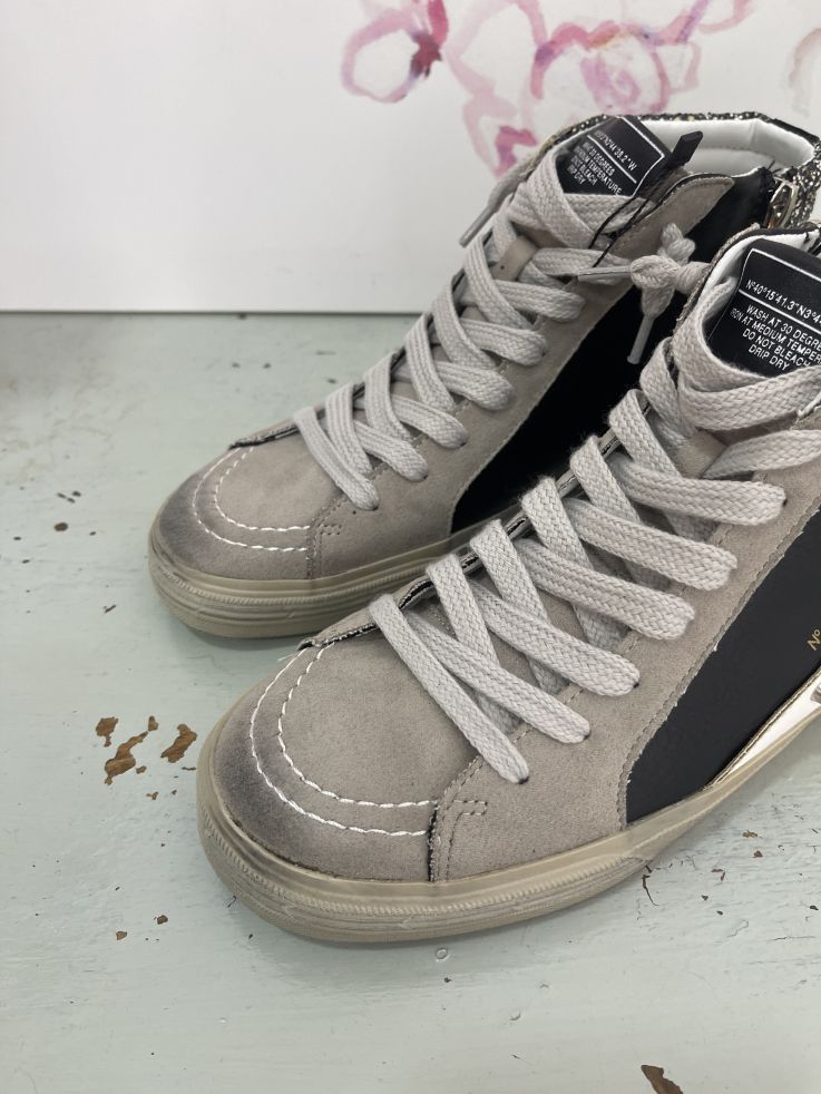 Zapatillas bota negra con gliter plateado