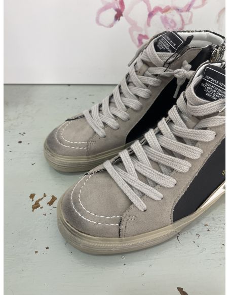 Zapatillas bota negra con gliter plateado