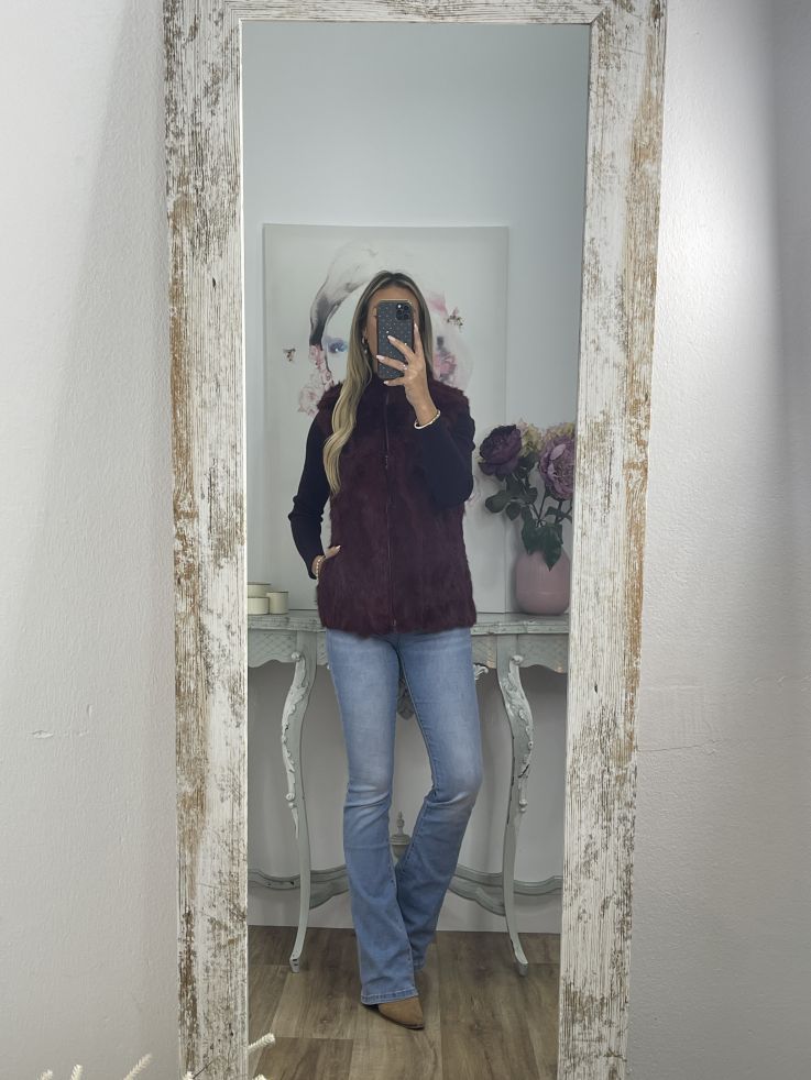 Chaleco burdeo de pelo