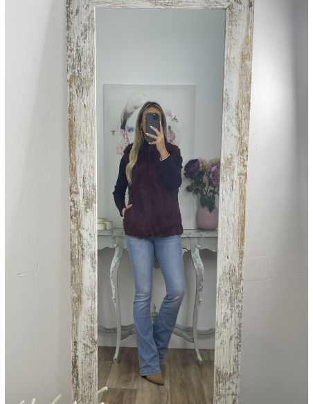 Chaleco burdeo de pelo