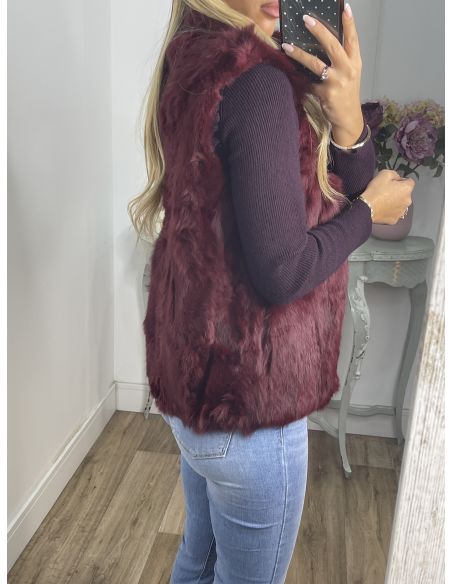 Chaleco burdeo de pelo