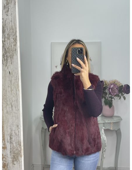Chaleco burdeo de pelo