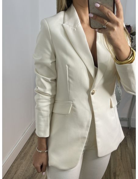 Chaqueta entallada hueso