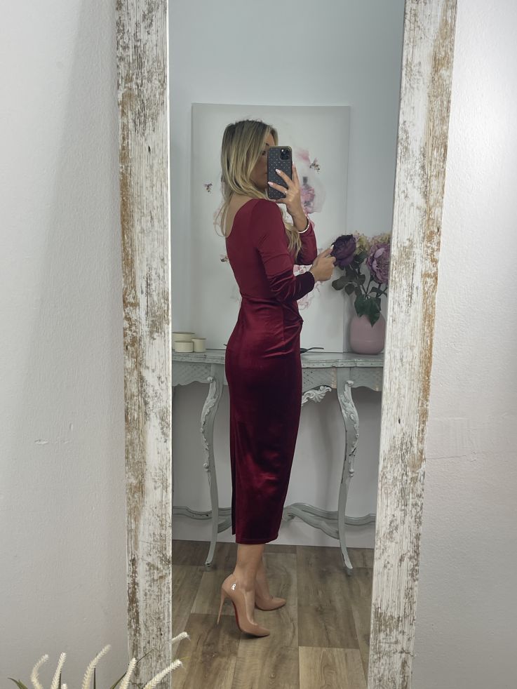 Vestido Alexandra terciopelo burdeos