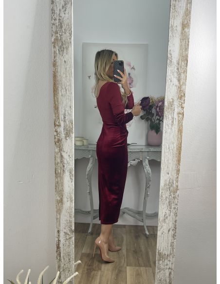 Vestido Alexandra terciopelo burdeos
