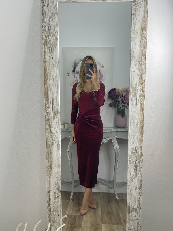 Vestido Alexandra terciopelo burdeos