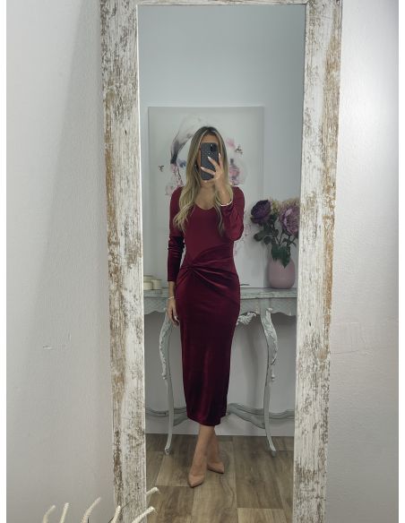 Vestido Alexandra terciopelo burdeos