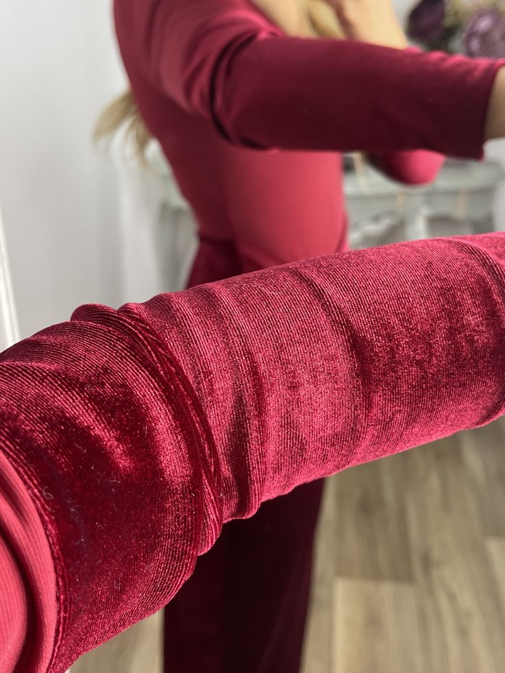 Vestido Alexandra terciopelo burdeos