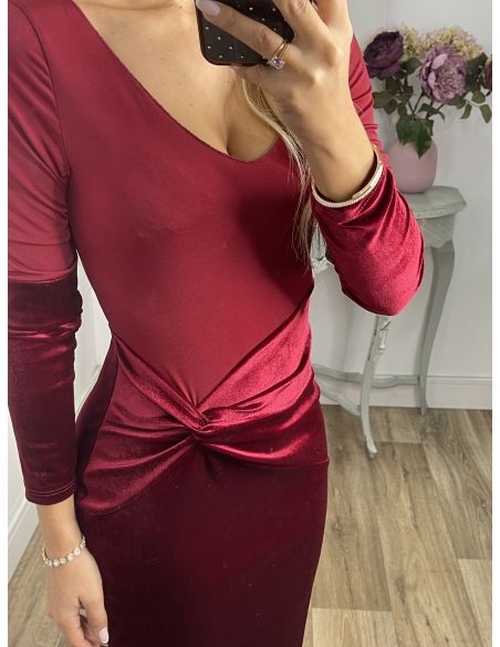 Vestido Alexandra terciopelo burdeos