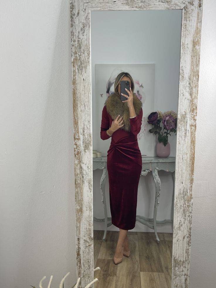 Vestido Alexandra terciopelo burdeos