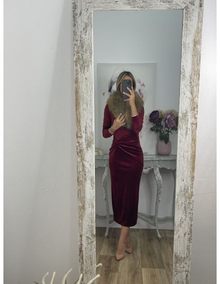 Vestido Alexandra terciopelo burdeos