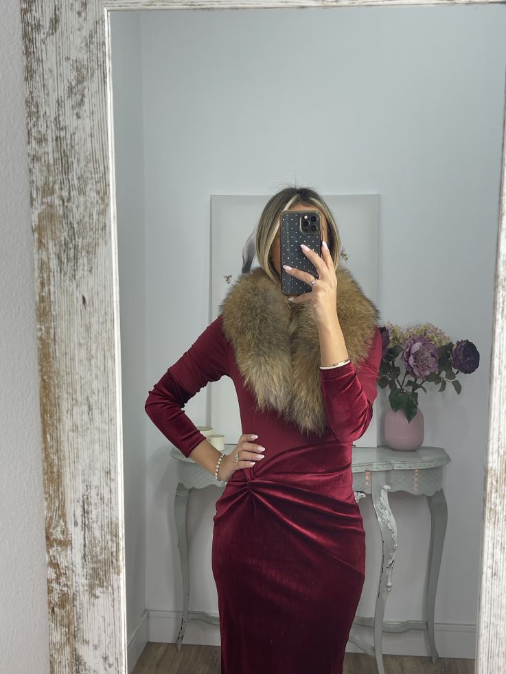 Vestido Alexandra terciopelo burdeos