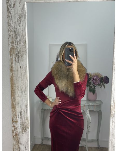 Vestido Alexandra terciopelo burdeos