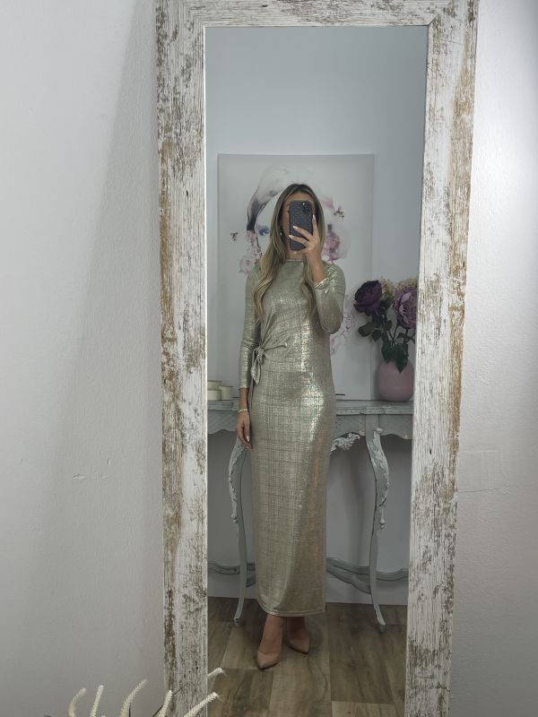 Vestido nudo brillo dorado