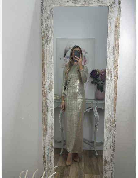 Vestido nudo brillo dorado