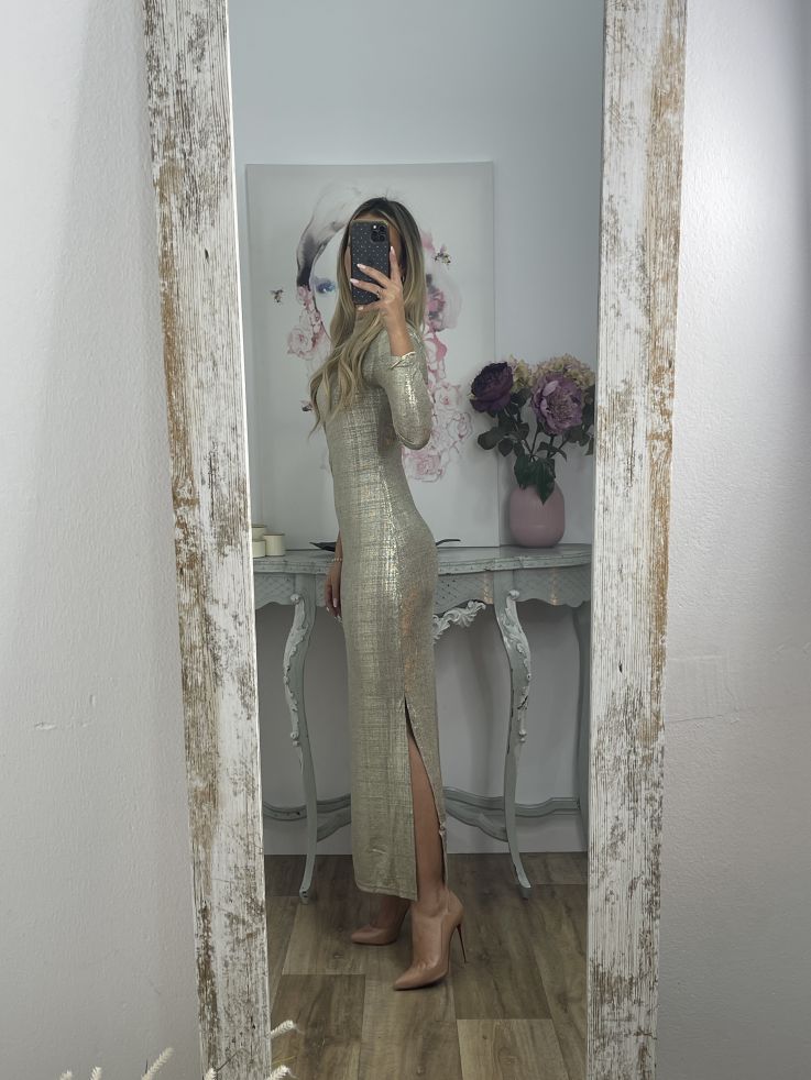 Vestido nudo brillo dorado