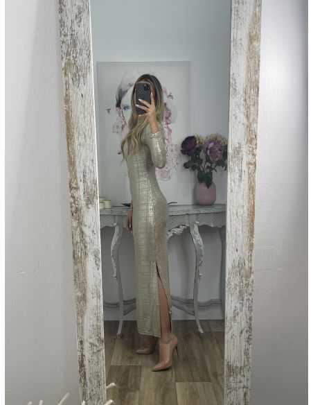 Vestido nudo brillo dorado