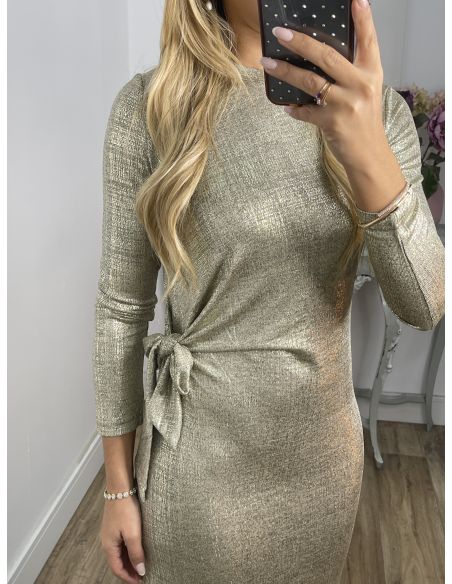 Vestido nudo brillo dorado