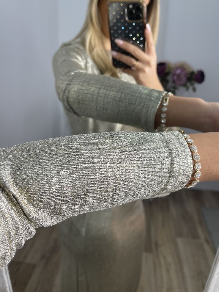 Vestido nudo brillo dorado