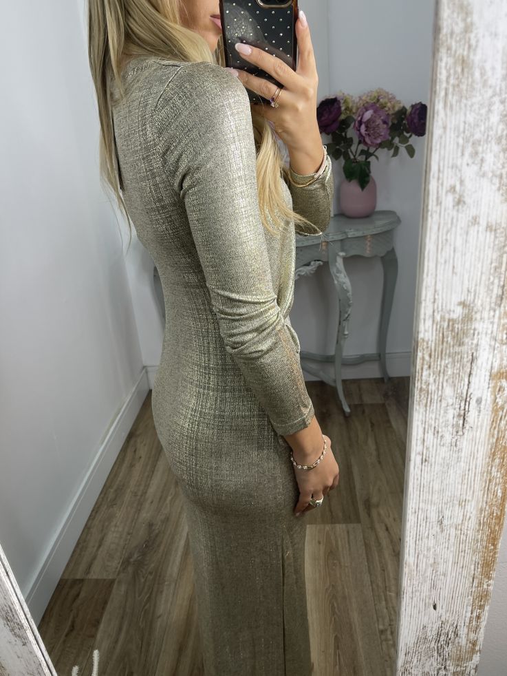 Vestido nudo brillo dorado