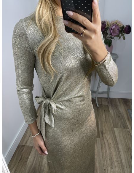 Vestido nudo brillo dorado