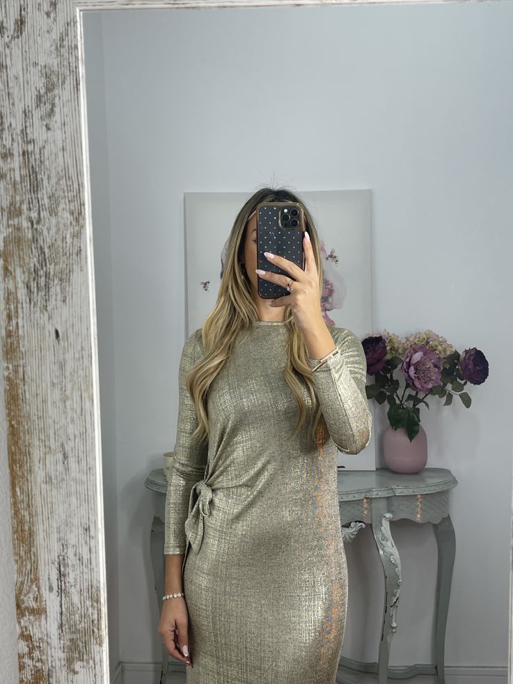 Vestido nudo brillo dorado