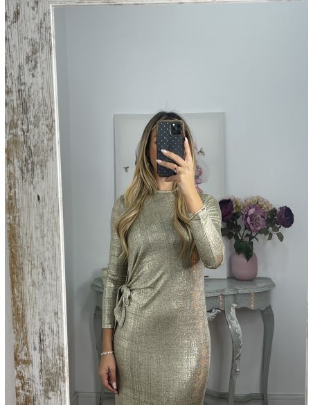 Vestido nudo brillo dorado