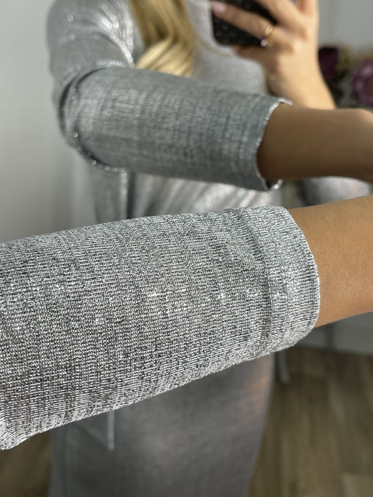 Vestido nudo brillo plateado