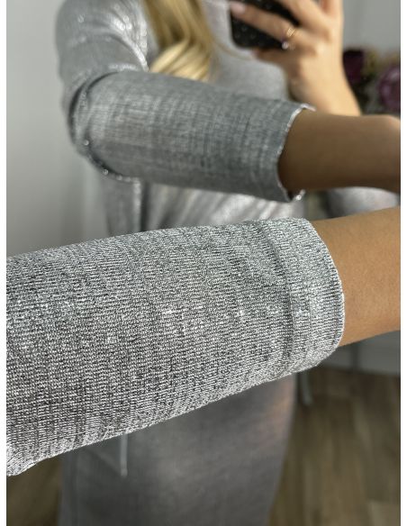 Vestido nudo brillo plateado