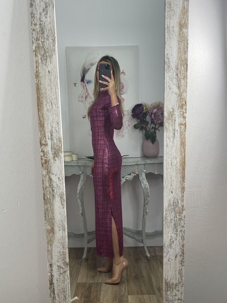 Vestido nudo brillo buganvilla