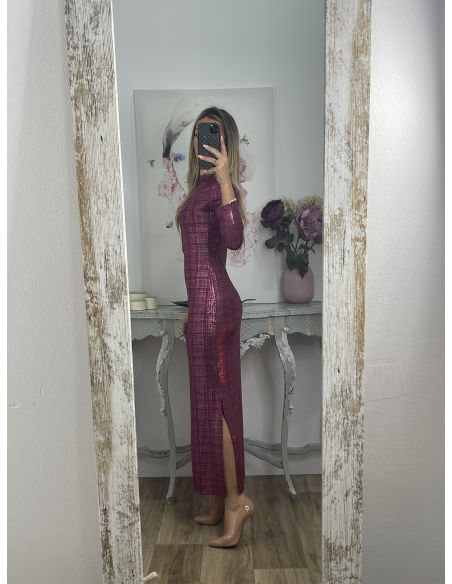 Vestido nudo brillo buganvilla