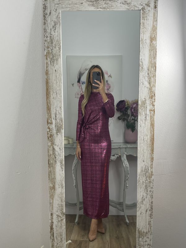 Vestido nudo brillo buganvilla