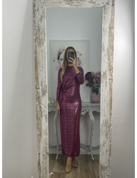 Vestido nudo brillo buganvilla