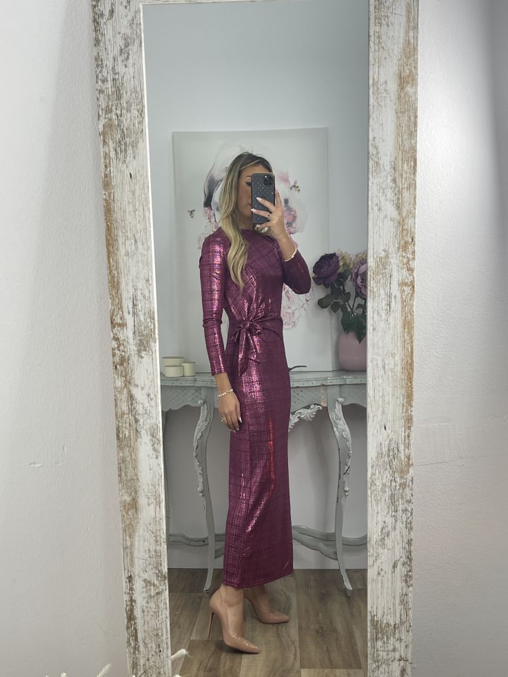 Vestido nudo brillo buganvilla